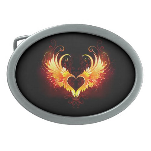 Angel Fire Heart with Wings Belt Buckle