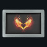 Angel Fire Heart with Wings Belt Buckle<br><div class="desc">Angel fire heart with flaming wings on black background.</div>