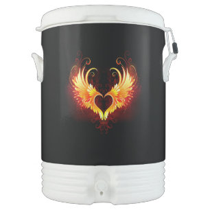Angel Fire Heart with Wings Beverage Cooler