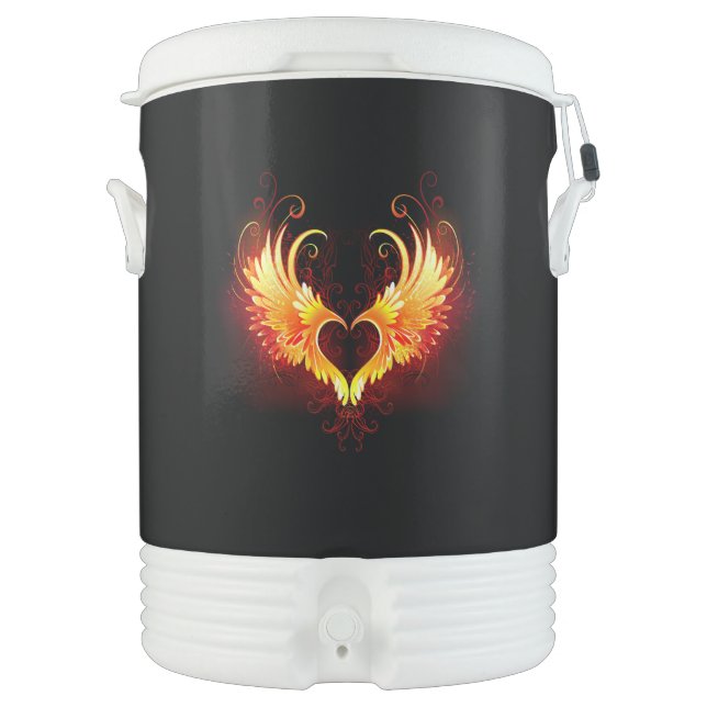 Angel Fire Heart with Wings Beverage Cooler (Front)
