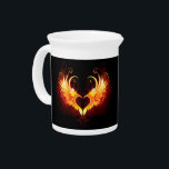 Angel Fire Heart with Wings Beverage Pitcher<br><div class="desc">Angel fire heart with flaming wings on black background.</div>