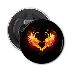 Angel Fire Heart with Wings Bottle Opener