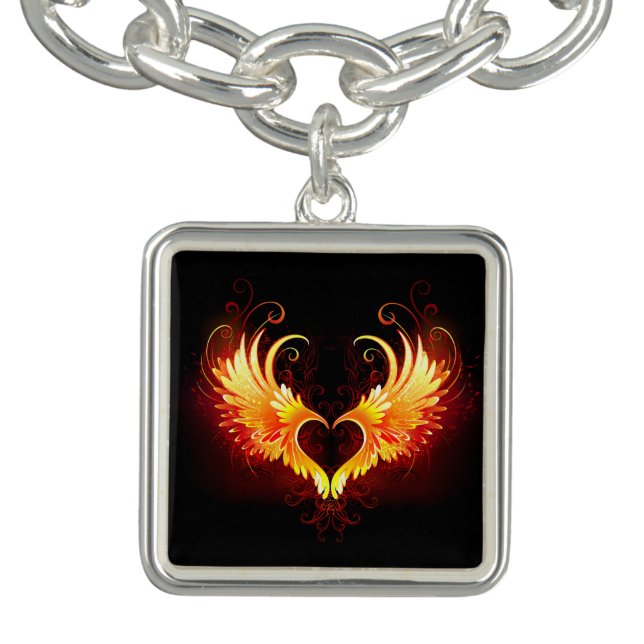 Angel Fire Heart with Wings Bracelet (Design)