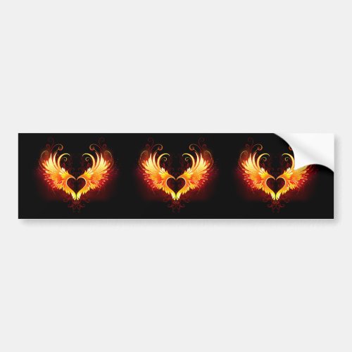 Angel Fire Heart with Wings Bumper Sticker