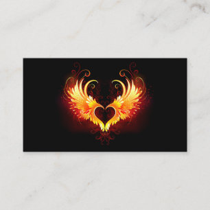 Angel Fire Heart with Wings Business Card