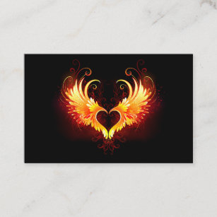 Angel Fire Heart with Wings Business Card