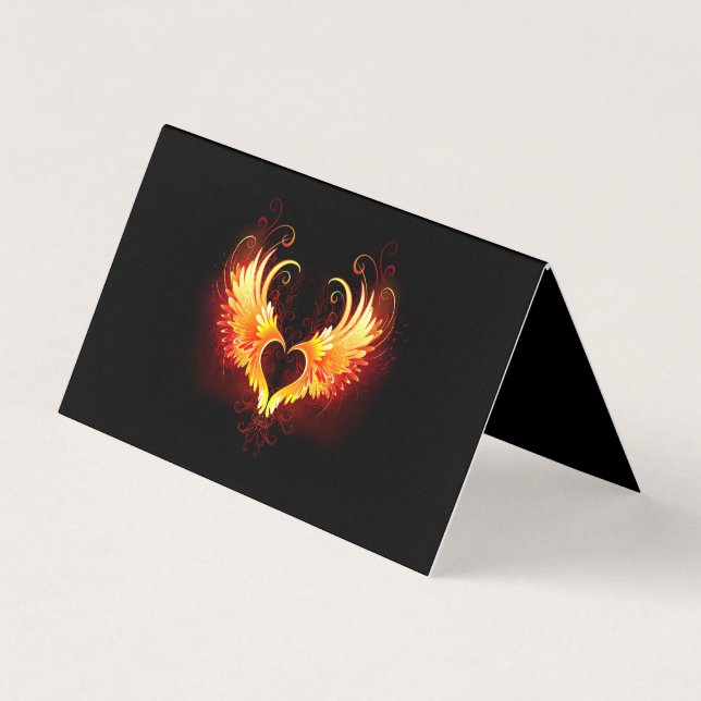 Angel Fire Heart with Wings Business Card (Front)