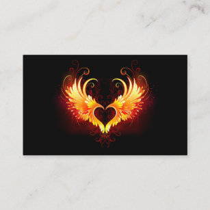 Angel Fire Heart with Wings Business Card