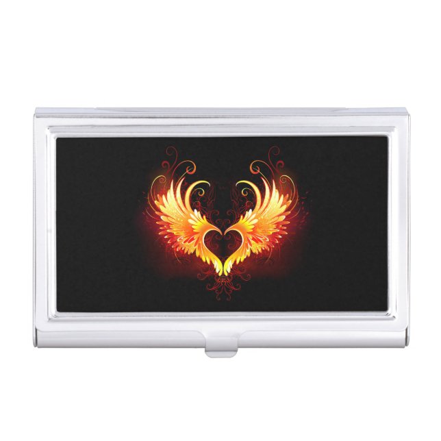 Angel Fire Heart with Wings Business Card Case (Front)