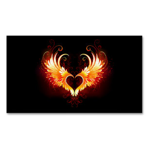 Angel Fire Heart with Wings Business Card Magnet
