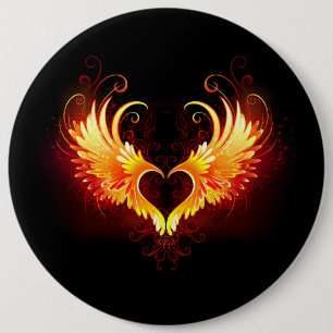Angel Fire Heart with Wings Button