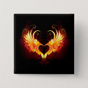 Angel Fire Heart with Wings Button