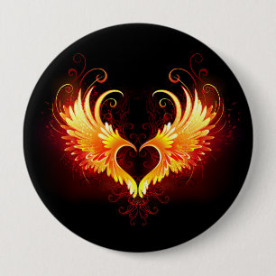 Angel Fire Heart with Wings Button