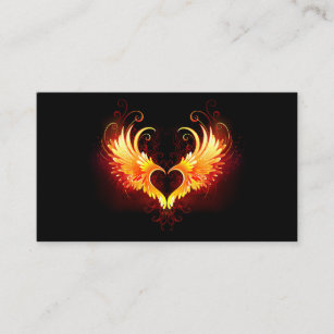 Angel Fire Heart with Wings Calling Card