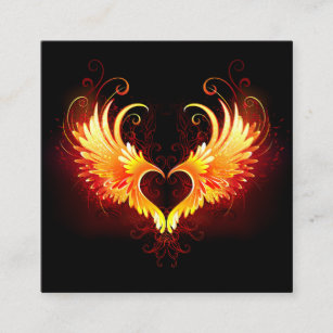 Angel Fire Heart with Wings Calling Card