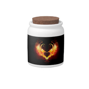 Angel Fire Heart with Wings Candy Jar