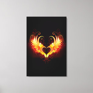 Angel Fire Heart with Wings Canvas Print