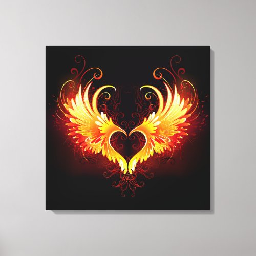 Angel Fire Heart with Wings Canvas Print