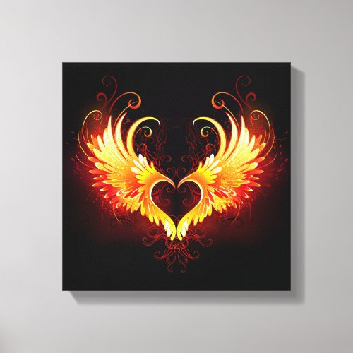 Angel Fire Heart with Wings Canvas Print