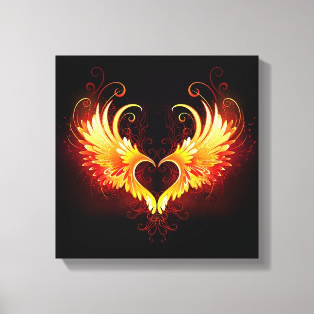 Angel Fire Heart with Wings Canvas Print (Front)