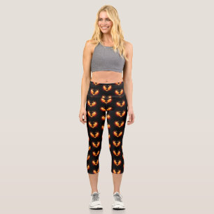 Angel Fire Heart with Wings Capri Leggings