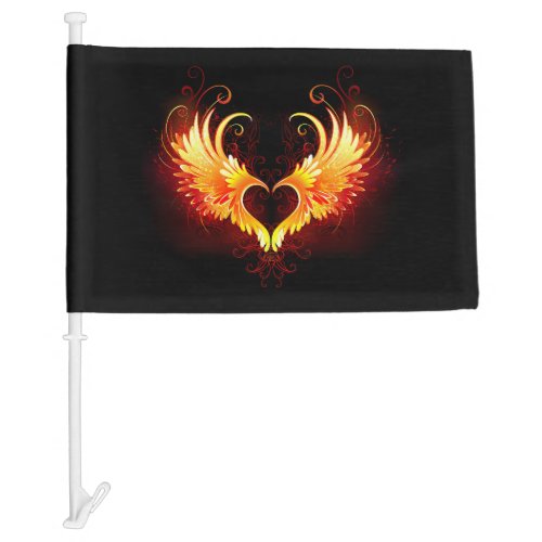 Angel Fire Heart with Wings Car Flag