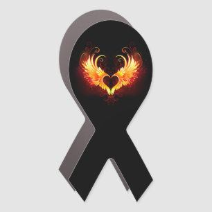 Angel Fire Heart with Wings Car Magnet