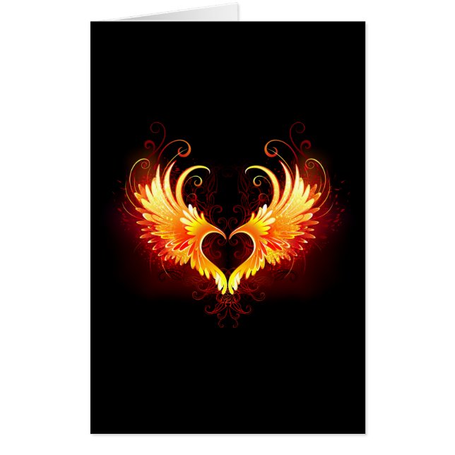 Angel Fire Heart with Wings Card (Front)