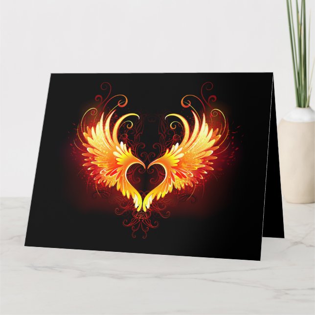 Angel Fire Heart with Wings Card (Front)