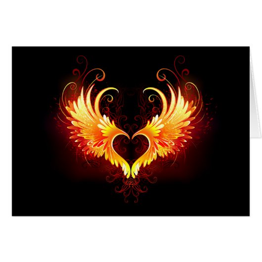 Angel Fire Heart with Wings Cards (Front Horizontal)