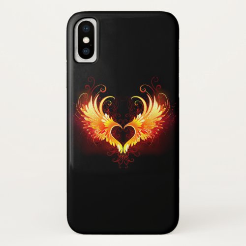 Angel Fire Heart with Wings iPhone XS Case