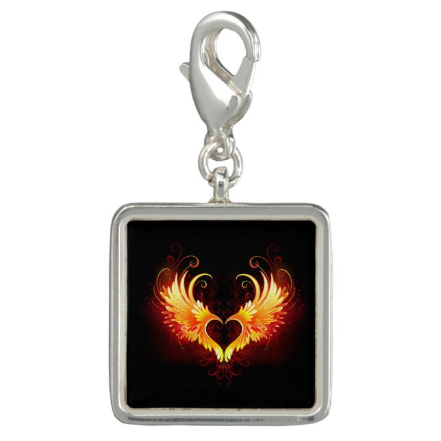 Angel Fire Heart with Wings Charm (Front)