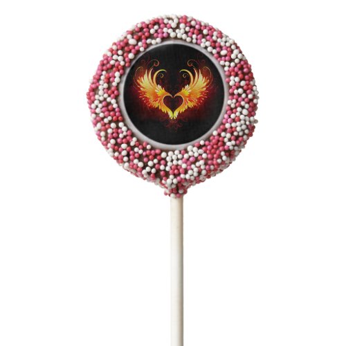Angel Fire Heart with Wings Chocolate Covered Oreo Pop
