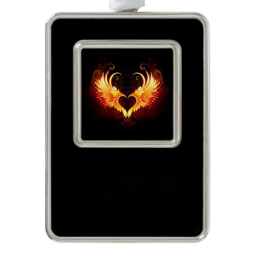 Angel Fire Heart with Wings Christmas Ornament