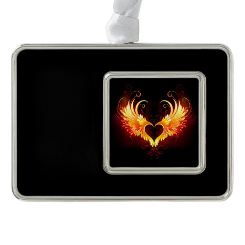 Angel Fire Heart with Wings Christmas Ornament