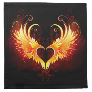 Angel Fire Heart with Wings Cloth Napkin
