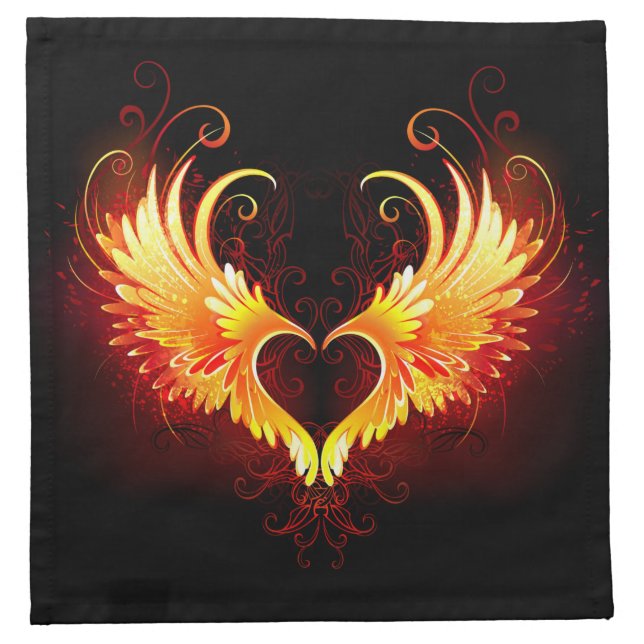 Angel Fire Heart with Wings Cloth Napkin (Front)