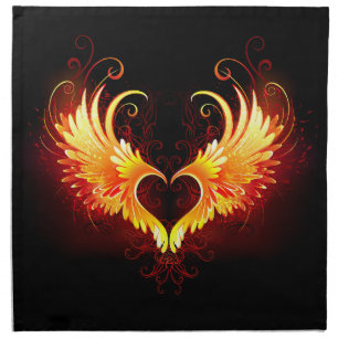 Angel Fire Heart with Wings Cloth Napkin