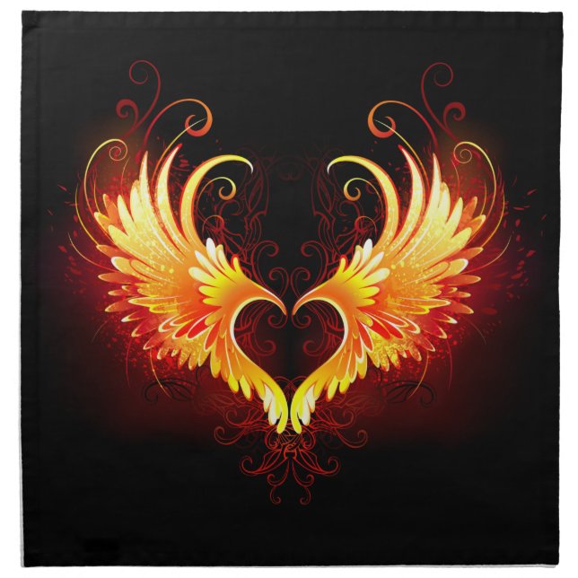 Angel Fire Heart with Wings Cloth Napkin (Front)