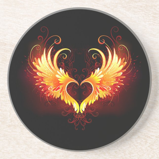 Angel Fire Heart with Wings Coaster (Front)