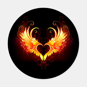 Angel Fire Heart with Wings Coaster Set