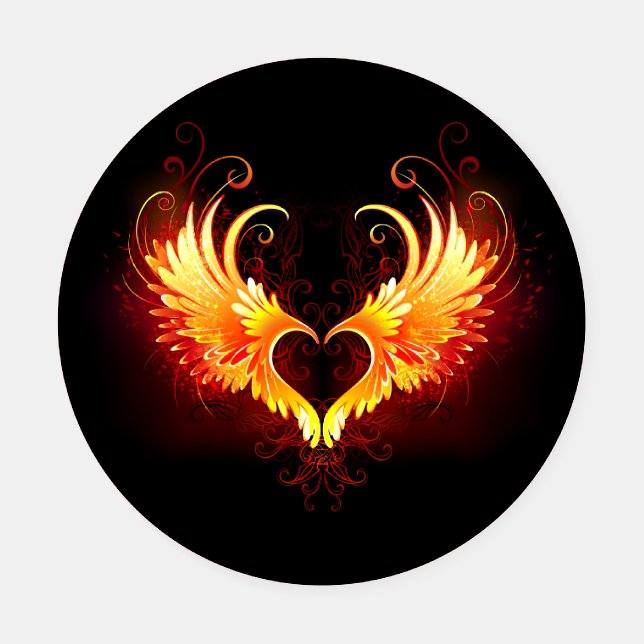 Angel Fire Heart with Wings Coaster Set (Single)