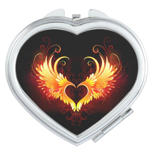 Angel Fire Heart with Wings Compact Mirror