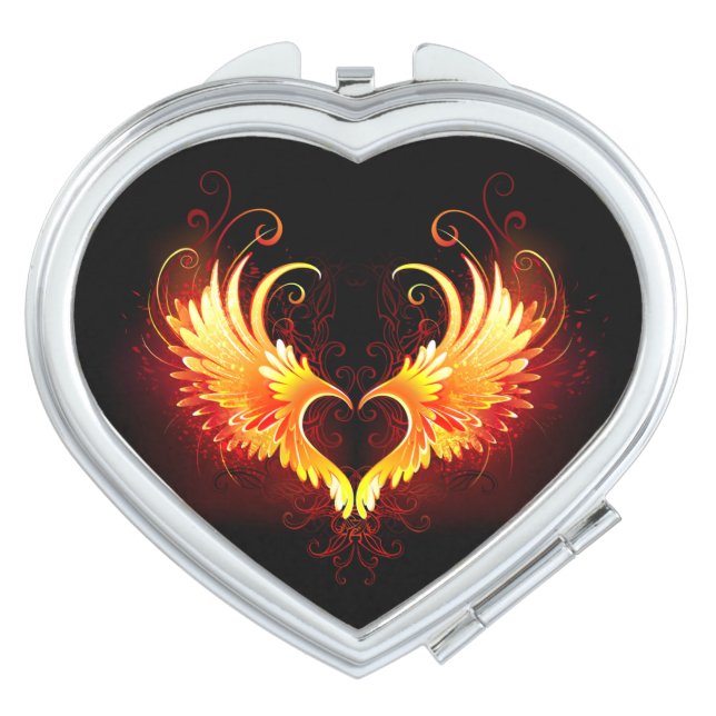 Angel Fire Heart with Wings Compact Mirror (Front)