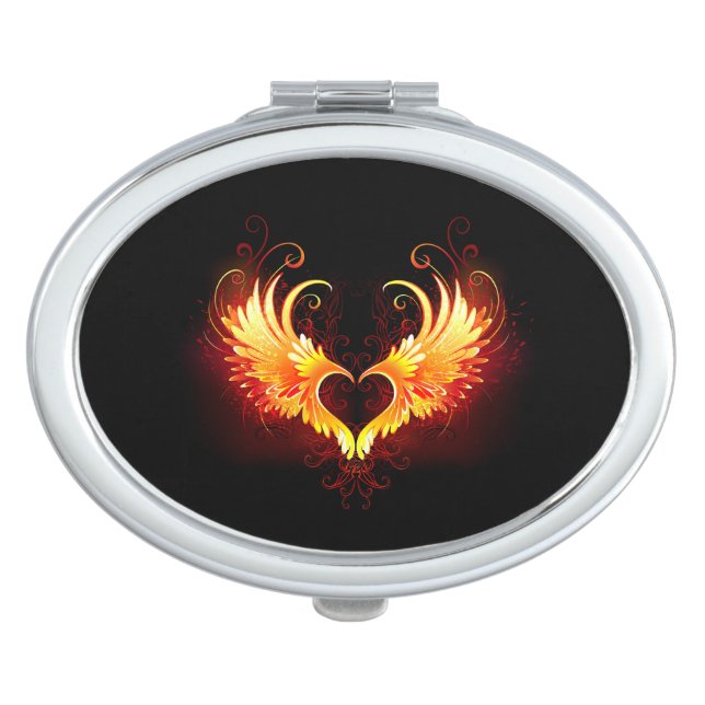 Angel Fire Heart with Wings Compact Mirror (Front)