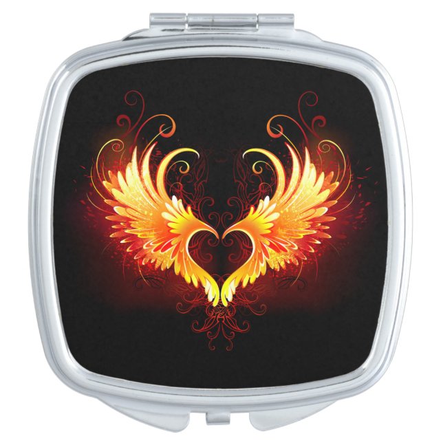 Angel Fire Heart with Wings Compact Mirror (Front)