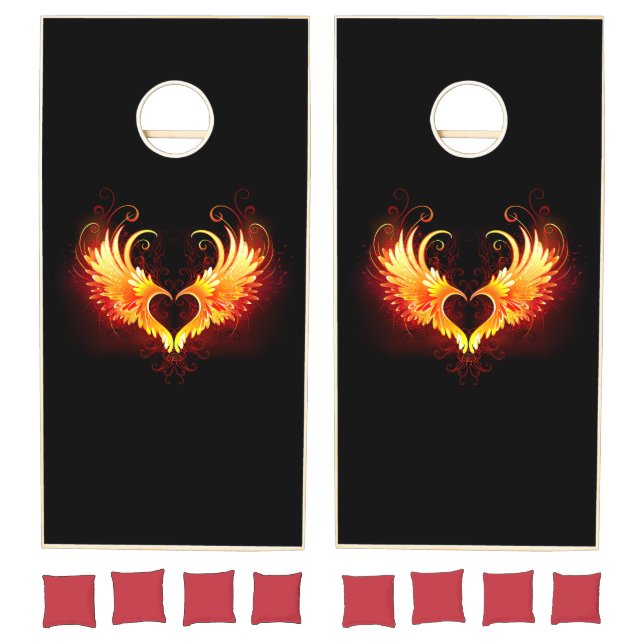 Angel Fire Heart with Wings Cornhole Set (Set)