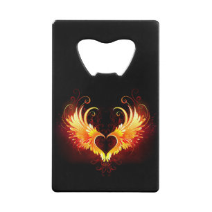 Angel Fire Heart with Wings Credit Card Bottle Opener