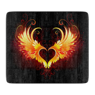 Angel Fire Heart with Wings Cutting Board