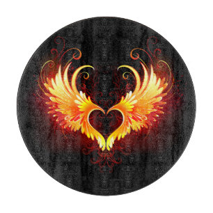 Angel Fire Heart with Wings Cutting Board